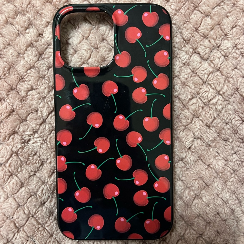Cherry Pattern Black Phone Case (13 pro max)